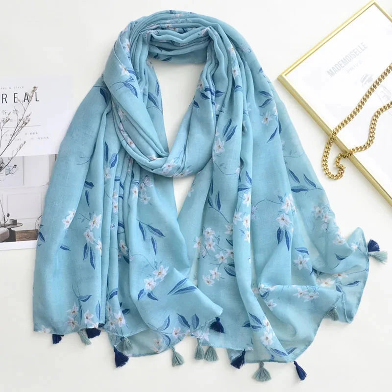 Luxury Brand Scarf For Woman Soft Cotton Shawl Wrap Tassel Viscose Muslim Woman Hijab Boho Beach Towel Female Bandana Headscarf - AMULET RING STORE
