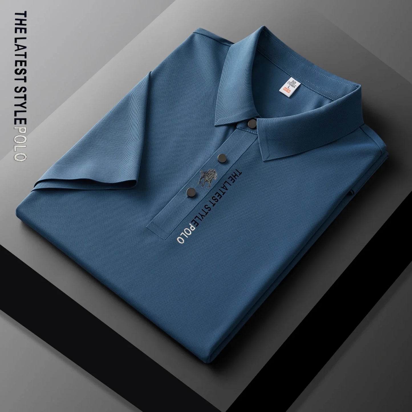 Ice Silk Polo Shirt Short Sleeved Letter Printing T-shirt New 2024 Summer Men's Clothing High-grade  Shirts