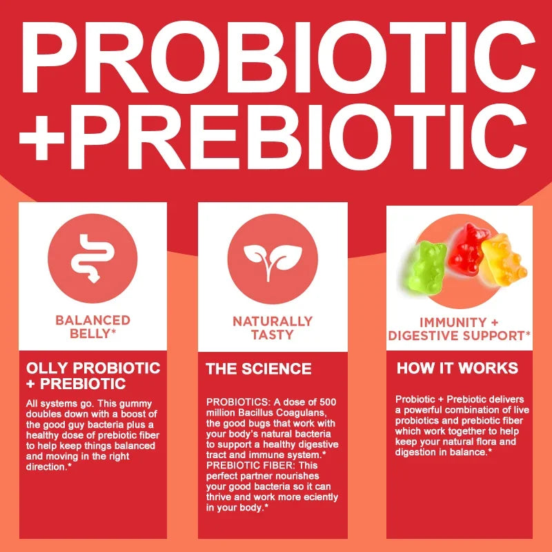 Probiotic + Prebiotic Gummies - Promote Digestive Health and Relieve Bloating - AMULET RING STORE