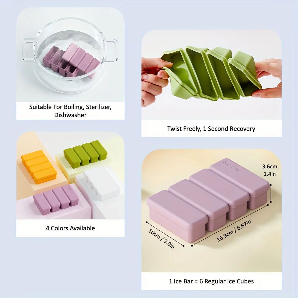 1/4pcs Silicone Ice Cube Trays Easy to Demould BPA-Free Ice Cream Mold for Chilling Drinks Smoothies Summer Kitchen Essential - AMULET RING STORE