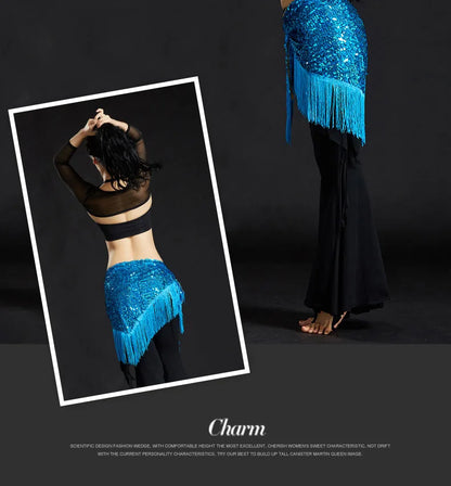 Wholesale Cheap Sexy Women Girls Sequin Triangle Shawl Hip Shawl Belly Dance Belts - AMULET RING STORE