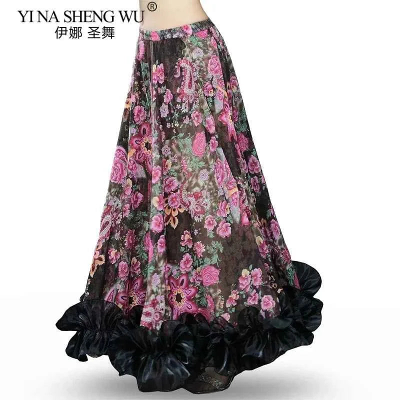 Spanish Belly Dance Skirt Dress New 360 Degree Big Swing Dance Skirt Opening Dance Oriental Dance Skirt Gypsie Tribal Long Skirt