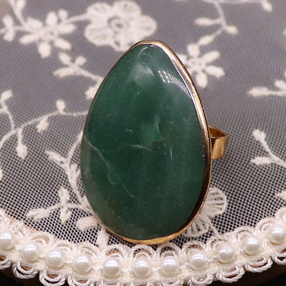 Irregular Natural Amethyst Rings Open Adjustable Green Aventurine Agate Finger Ring for Women and Men  Fashion Jewelry Ring Gift