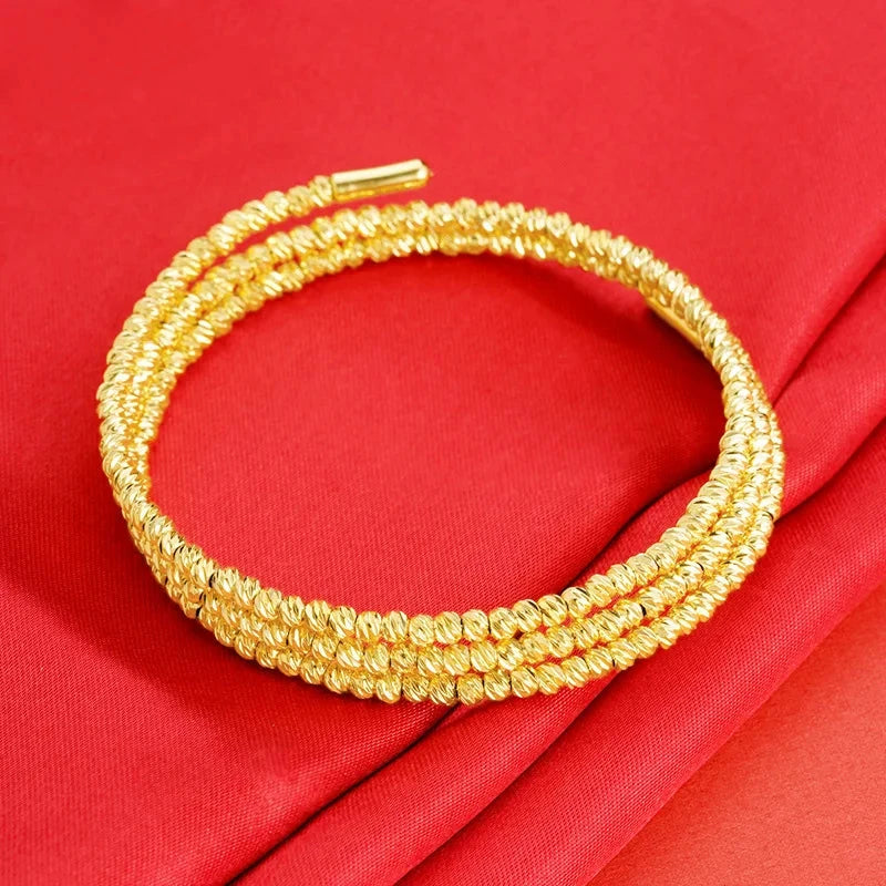 Luxury 24K 9999 Pure Gold real gold Women's Multi-Layer Bracelet Gipsophila Beaded Bracelet - AMULET RING STORE
