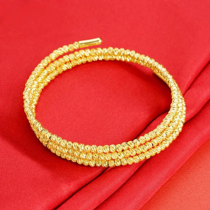 Luxury 24K 9999 Pure Gold real gold Women's Multi-Layer Bracelet Gipsophila Beaded Bracelet - AMULET RING STORE
