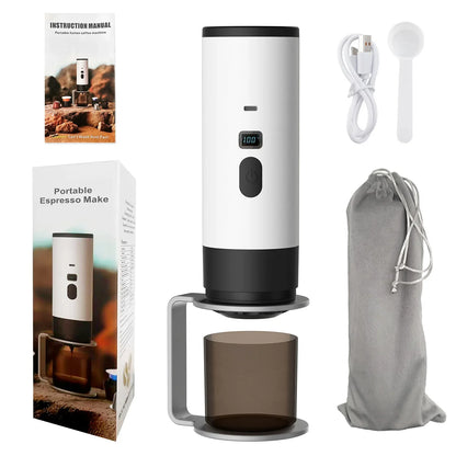 Portable Electric Coffee Maker 3-in-1 Capsule Coffee Grinder Travel Coffee Maker with Cordless Heating for Car and Home Camping - AMULET RING STORE