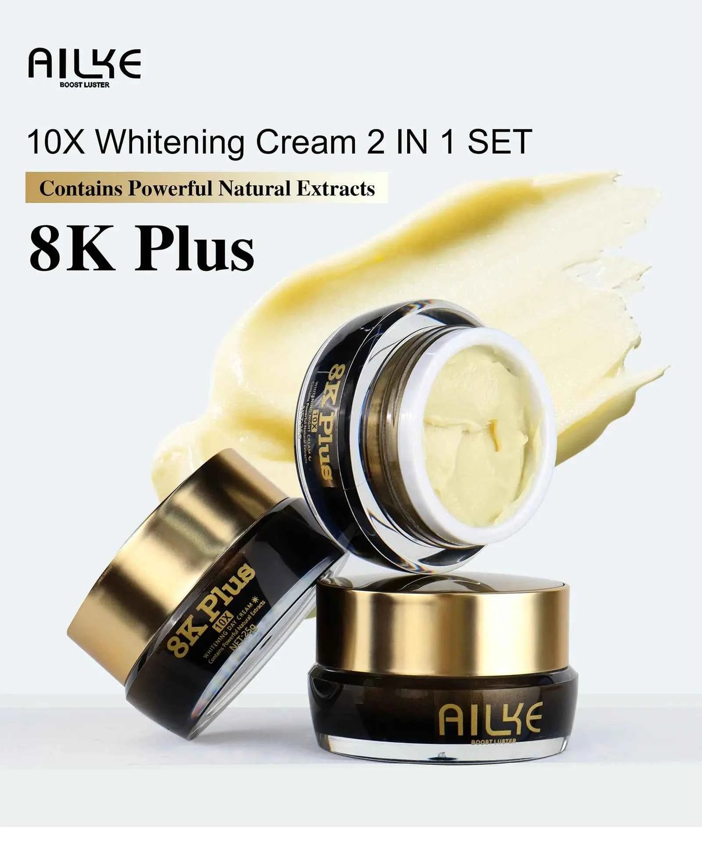 AILKE Whitening Face Cream, Antioxidant, Reduce Dark Spots, Inhibit Melanin, Anti-aging, With Collagen, Niacinamide, Glutathione