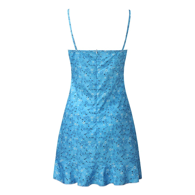 Women's Sexy Casual Home Small Floral Camisole Dress Summer Comfortable Skirt - AMULET RING STORE