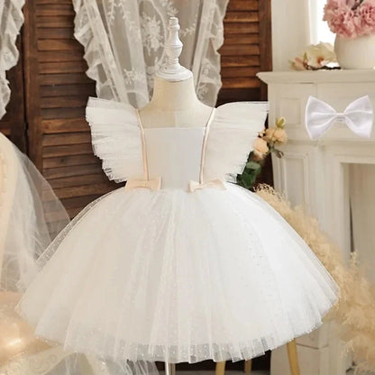 Wedding Birthday Dress for Flower Girls Kids Elegant Party Sequins Tutu Christening Gown 3-8 Yrs Children Formal Pageant Clothes - AMULET RING STORE