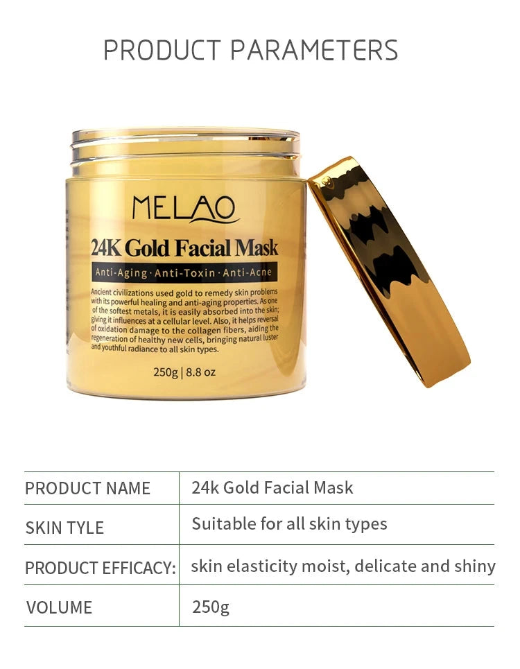 MELAO 24K Gold Face Mask Beauty Facemask Skin Remove France Golden Collagen Facial Moisturizing Masks - AMULET RING STORE