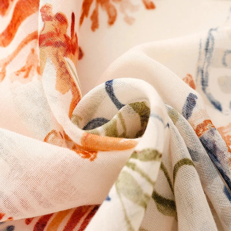 Retro Bohemian Styles Women Scarf Summer Beach Shawl Cotton Linen Feeling Tassel Pashmina Muslim Hijab Wrap Lady Viscose Scarf