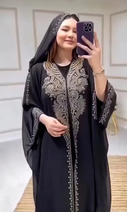 2025 Traditional Hooded Abaya African Dresses for Women Luxury Boubou Dress Africa Clothing Plus Size Dashiki Ankara Outfit Robe