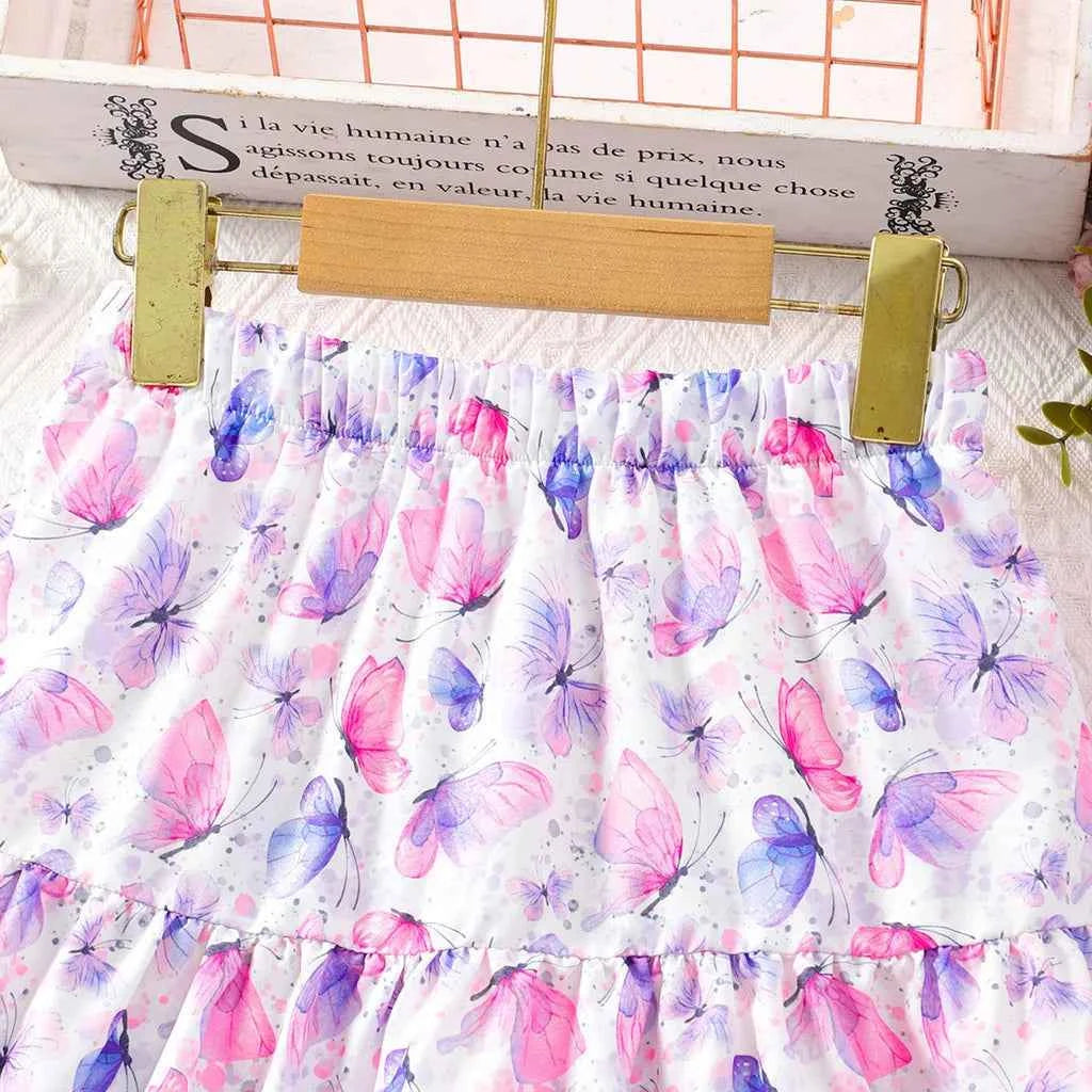 Long Skirt Teens Girls Clothing 8 9 10 11 12 Y Summer Style Casual Fashion Floral Butterfly A-Line Birthday Gift Children Skirt