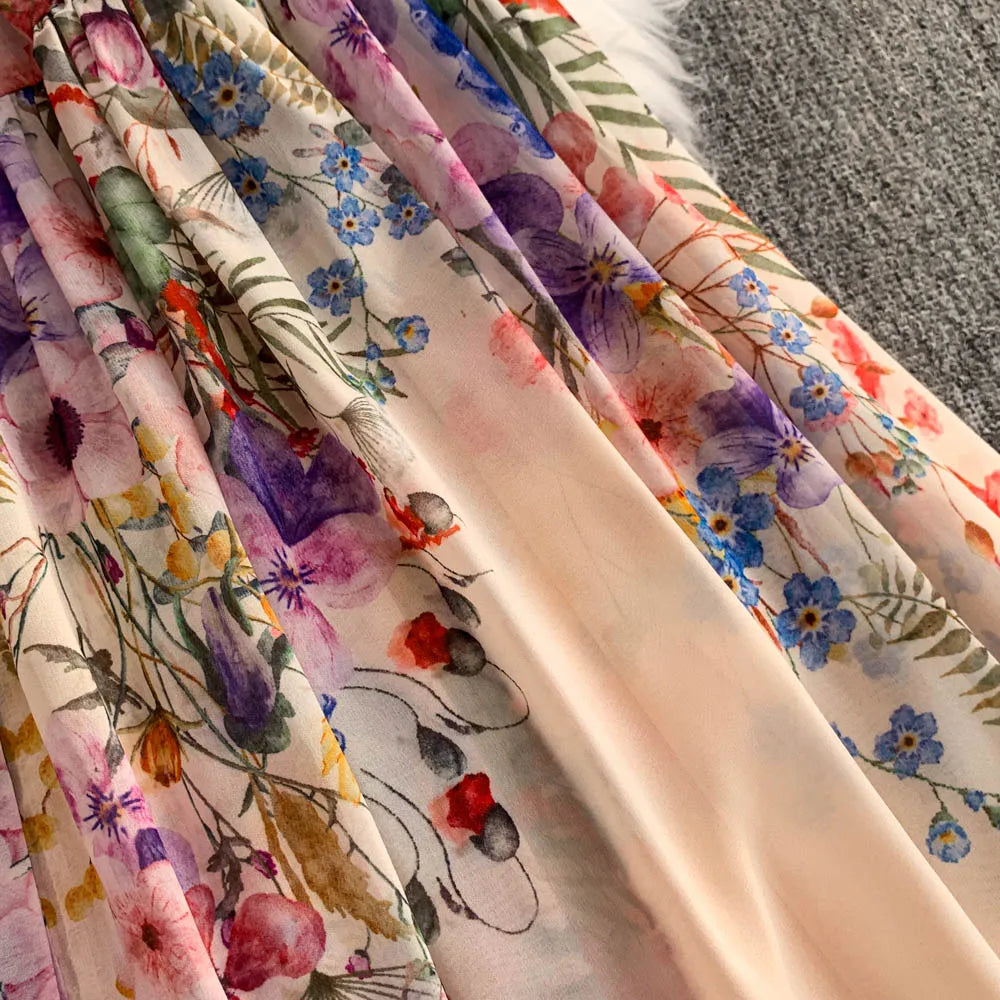 Faionable Print Long Dr Women's Spring Belted Waist Pleated Lantern Sve Turn-down Collar Dr Korean Sle Commute