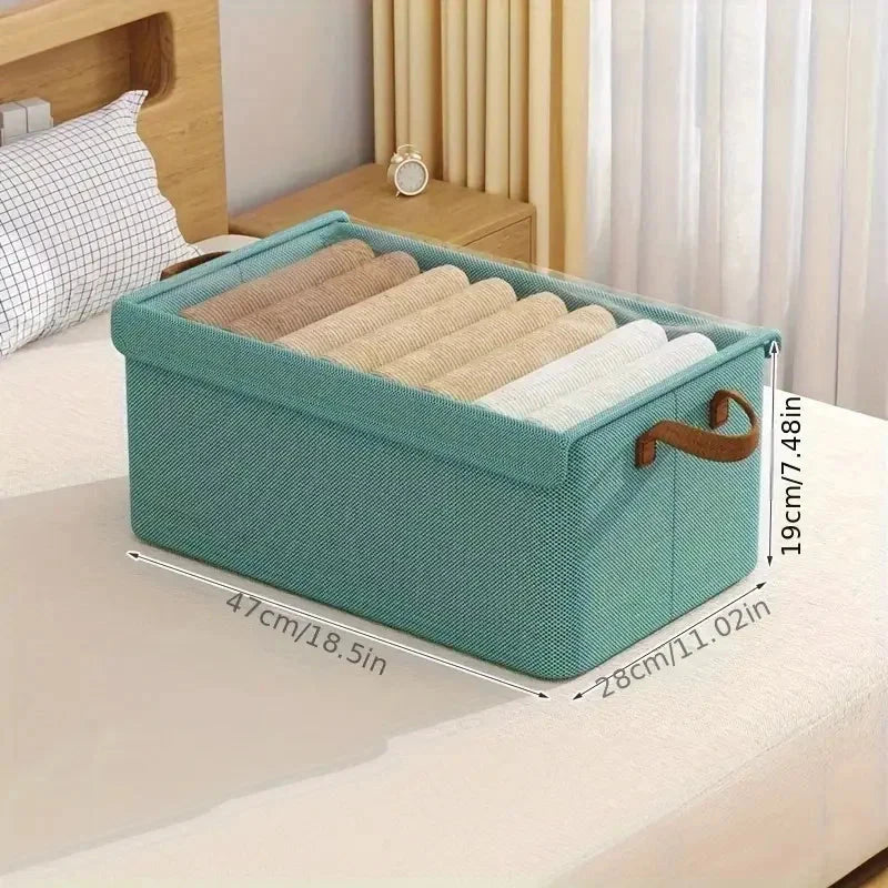 Covered clothing storage box, layered wardrobe organizer, foldable storage basket, underwear foldable storage basket - AMULET RING STORE