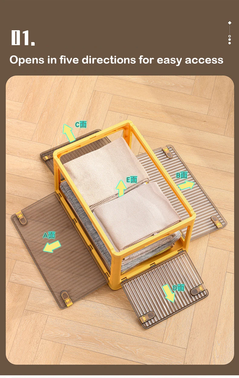 Foldable Storage Box Closet Organizer with Wheels Outdoor Stackable Sundries Organizer Clothes Quilts Toys Books Storage Box - AMULET RING STORE