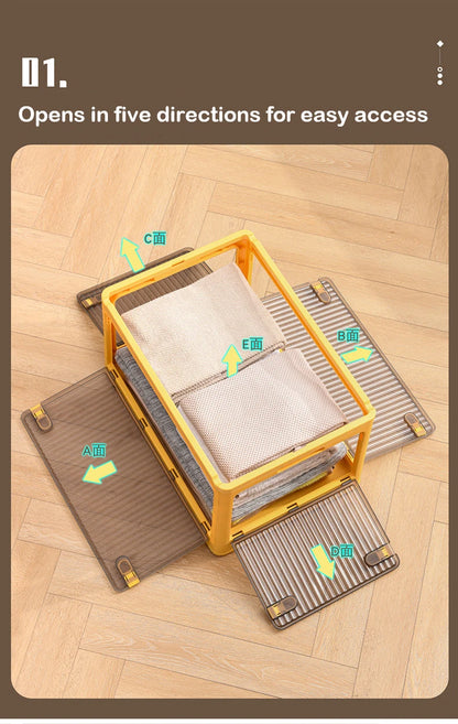 Foldable Storage Box Closet Organizer with Wheels Outdoor Stackable Sundries Organizer Clothes Quilts Toys Books Storage Box - AMULET RING STORE