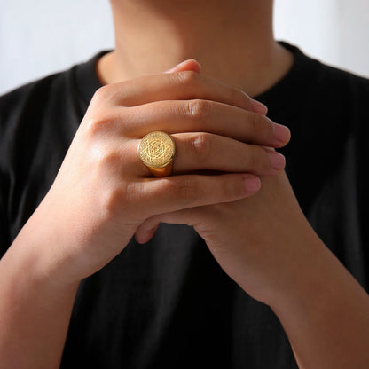 Dawapara Talisman Seal Solomon Ring Hexagram 12 Constellation Kabbalah Prosperity Good Health Amulet Stainless Steel Jewelry - AMULET RING STORE