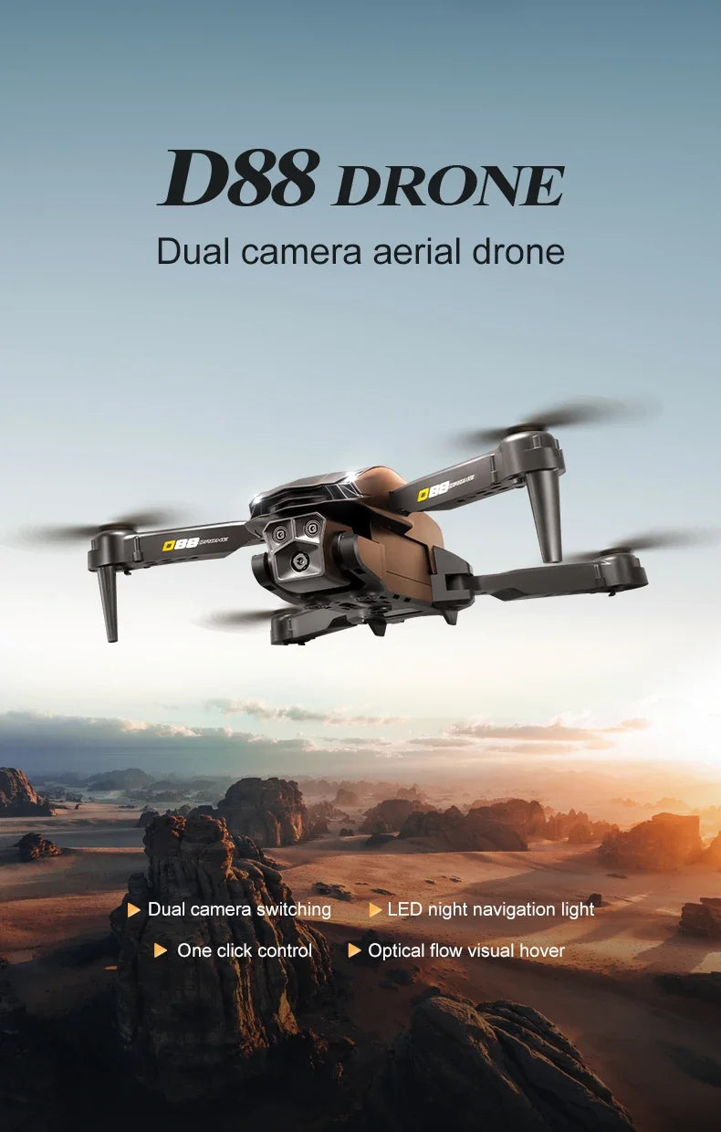 Xiaomi D88 Drone HD Dual Camera 3 Battery Professional Aerial Photography Optical Flow Hovering Gesture Shooting Folding Drone
