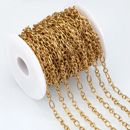 No Fade 1Meter Stainless Steel Gold Plated Embossed Link Chains DIY Women Men Necklaces Bracelets Jewelry Making Bags Chain Bulk - AMULET RING STORE