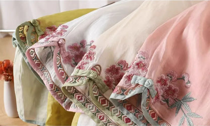 Casual Loose Blouse Shirt Women Clothes Summer Cotton Linen Ladies Tops Tee Blusas Vintage Embroidery Woman Shirt Camiseta Mujer