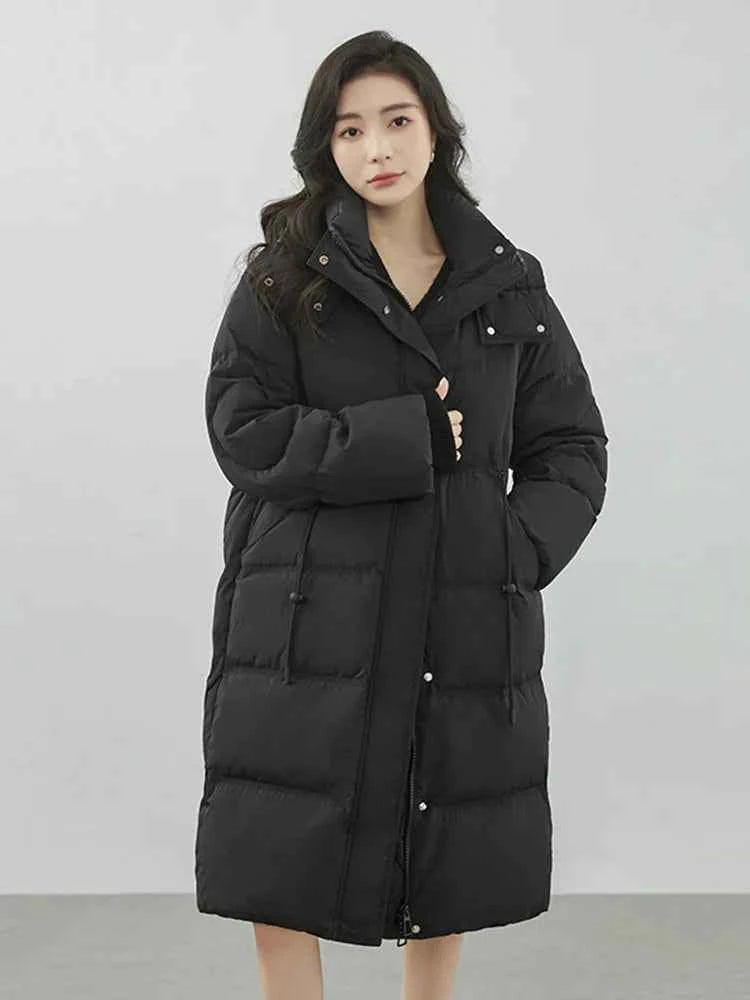Ultra-Warm Down Jacket for Women 2025 Winter New Arrival Hooded, Knee-Length, Thickened, Waist-Defining, Versatile Coat