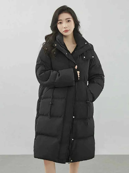 Ultra-Warm Down Jacket for Women 2025 Winter New Arrival Hooded, Knee-Length, Thickened, Waist-Defining, Versatile Coat