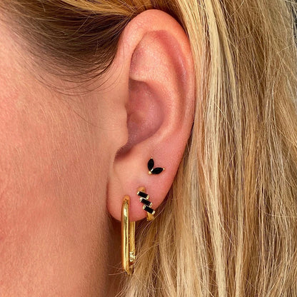 925 Sterling Silver Needle Fashion Round Pendant Small Earrings Luxury Gold Hoop Earrings for Women Premium Black Jewelry Gifts - AMULET RING STORE