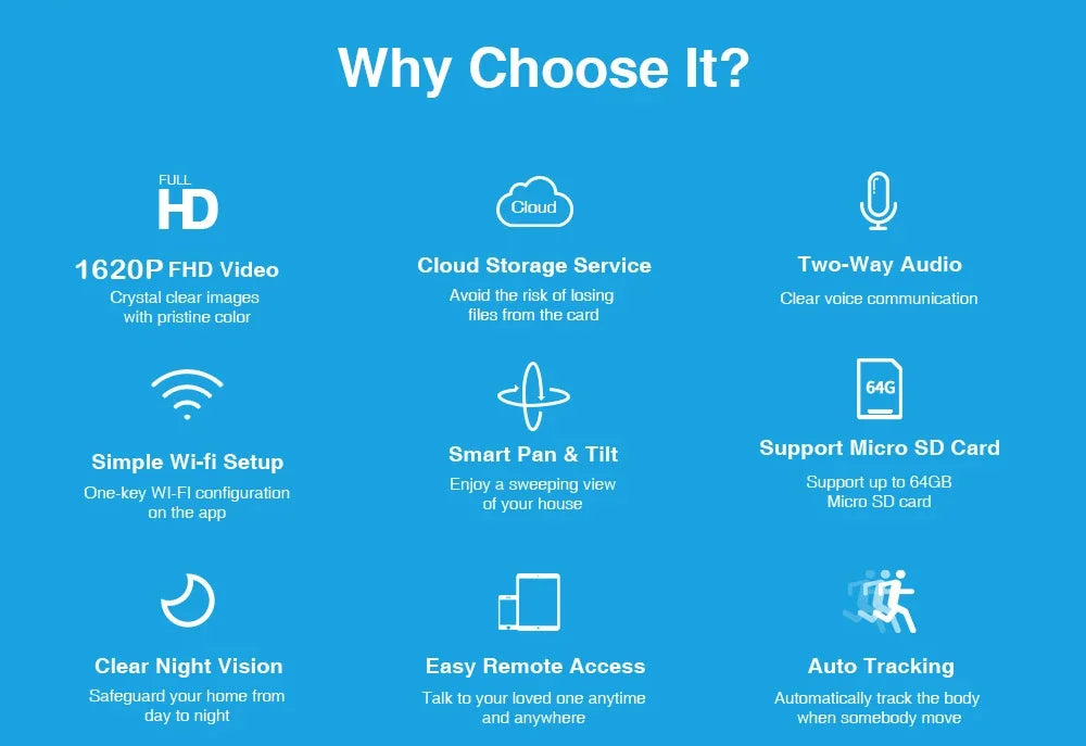 IP Camera Wifi YCC365 Plus Smart Home 1620P HD Surveillance Camera Auto Tracking Night Vision Wireless Indoor Security Camera - AMULET RING STORE