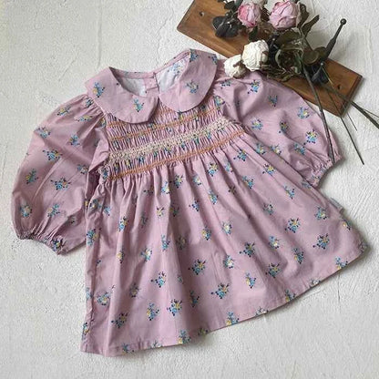 2024 New Autumn 0-3Yrs Kids Princess Dress Baby Bodysuits Long Sleeved Cotton Print Infant Baby Girls Party Dress Sister Clothes