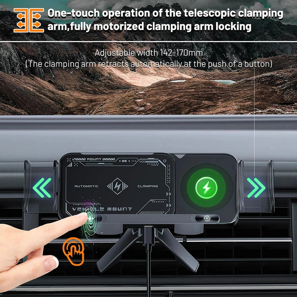 2-in-1 Car Wireless Charger Dual Coil Fold Screen Phone Fast Charging For Samsung Galaxy Z Fold 5 6 Air Vent Car Phone Holder