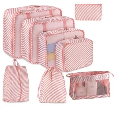 8/9/10/11 Pcs Set Travel Organizer Storage Bags Suitcase Packing Cubes Set Cases Portable Luggage Clothe Shoe Tidy Pouch Folding - AMULET RING STORE