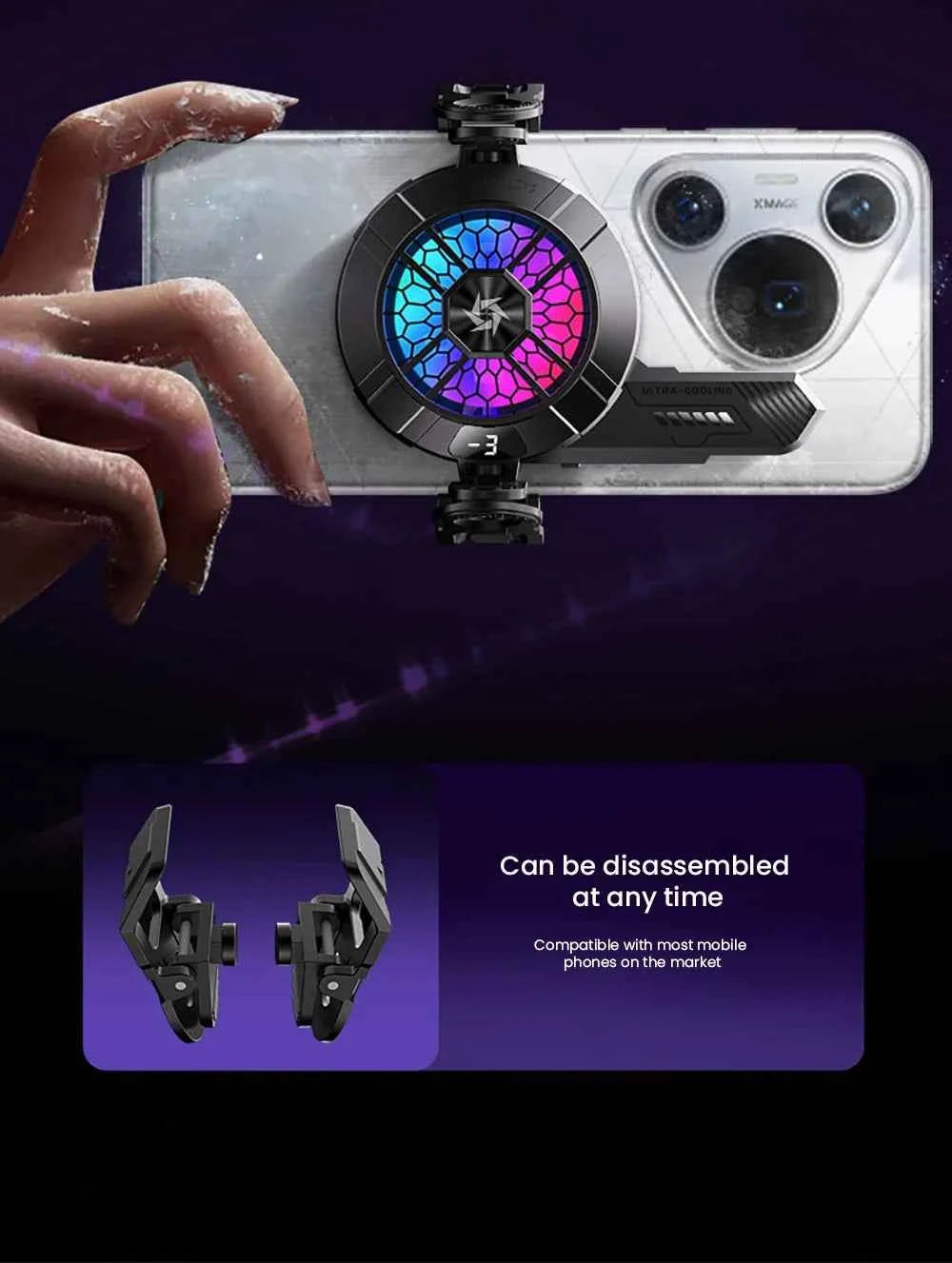 Mobile Phone Semiconductor Cooler "6"Shaped Semiconductor Cooling Fan Radiator for IOS Android SL33 Back-clip Magnetic Heat Sink