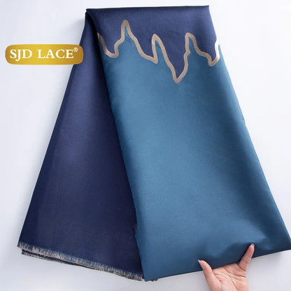 SJD LACE African Brocade Jacquard Lace Fabrics 2025 High Quality 5Yards French Gilded Lace For Sewing Women Party Dresses 3464