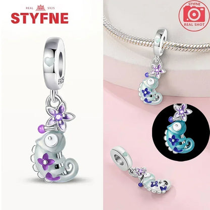 S925 Silver Glow-in-the-dark Firefly Charm Pendant Fit Original Charms Bracelet Gift Beads for Women Diy Fine Jewelry Gifts - AMULET RING STORE