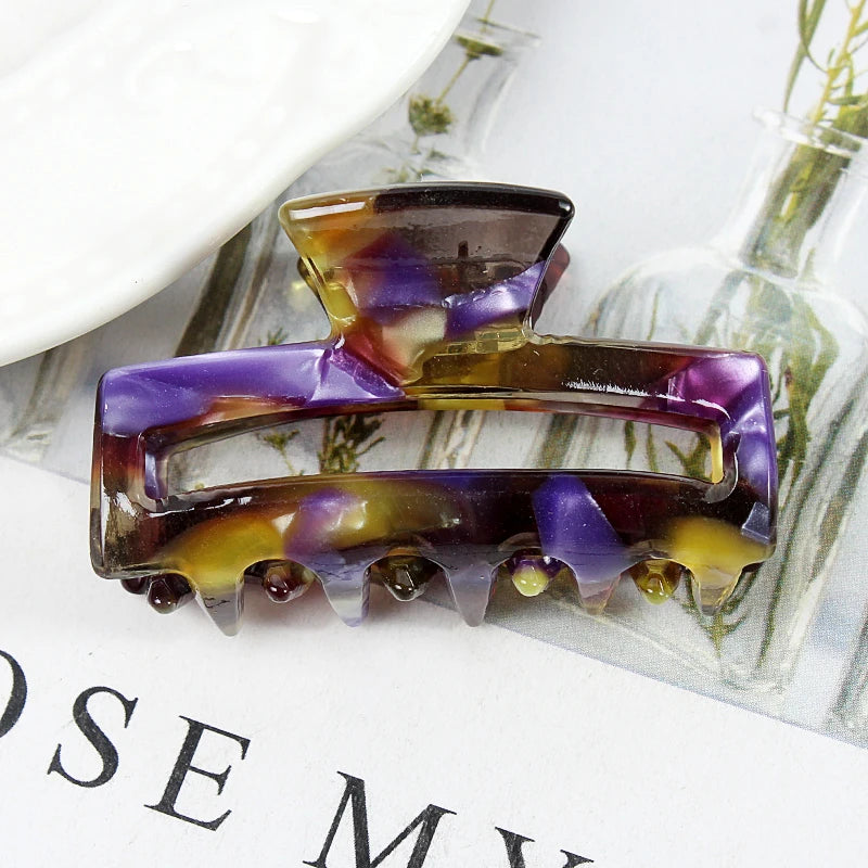 Mini Women's Hair Clips Colorful Geometric Hollow Crab Claw Clip Acetate Leopard Print Fashion Girls Hairpin Hair Accessories - AMULET RING STORE
