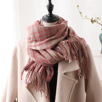 Warm Cashmere Blanket Women Travel Winter Scarf Fashion Plaid Pashmina Thick Shawl Wraps With Tassel Casual Bufanda Poncho New - AMULET RING STORE