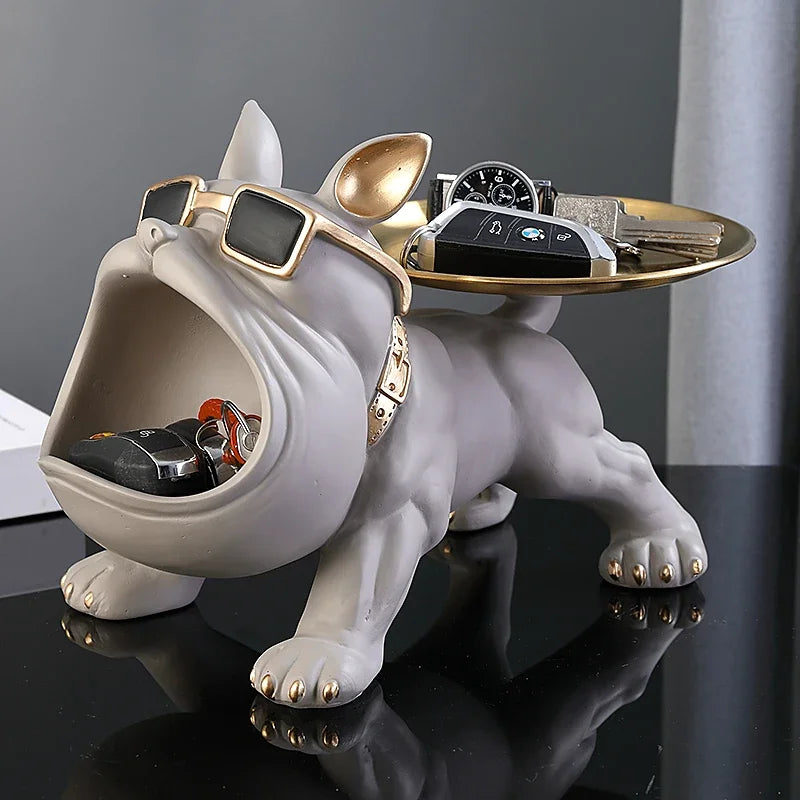 30cm Home Decor Bulldog Figurine Dog Statue Storage Box Animal Ornament Resin Craft Art Sculpture Figurine Home Puppy Sculpture - AMULET RING STORE