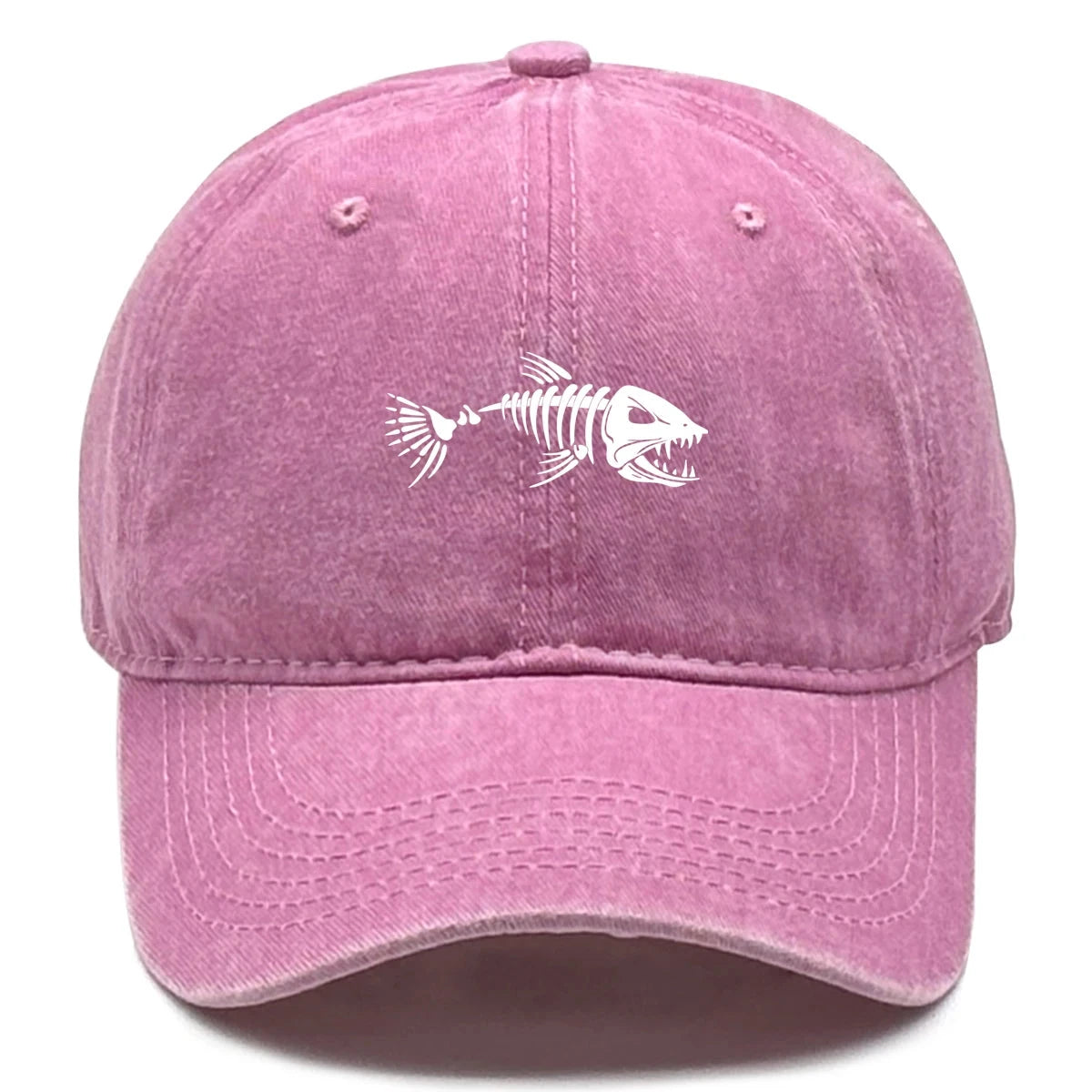 White Fish Bones Print Adjustable Retro Baseball Cap Woman's Cap Distressed Fashion Snapback Caps Ideal Choice For Women & Men - AMULET RING STORE