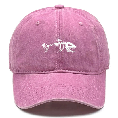 White Fish Bones Print Adjustable Retro Baseball Cap Woman's Cap Distressed Fashion Snapback Caps Ideal Choice For Women & Men - AMULET RING STORE