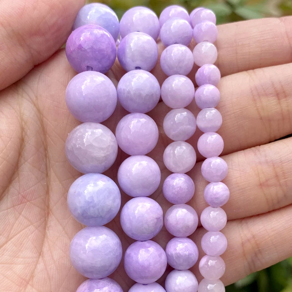 45 Styles Natural Stone Beads Amethyst Purple Jades Agate Crystal Glass Beads Jewelry Making Findings DIY Bracelet Accessories - AMULET RING STORE