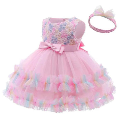 Princess Baby Girl Dress 0 6 Months Tutu Dress for Baby Girl 1 Year Old Newborn Infant Wedding Birthday Party Flower Puffy Gown