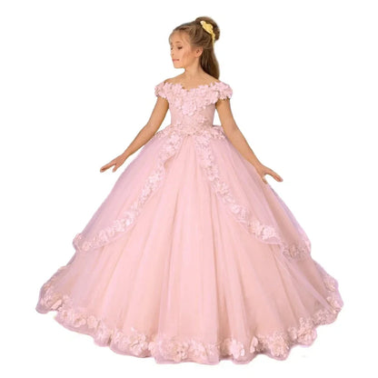 Customize Yellow Flower Girl Dresses Beading Appliqued Pageant Birthday For Girls First Communion Dresses Kids Prom Dresses