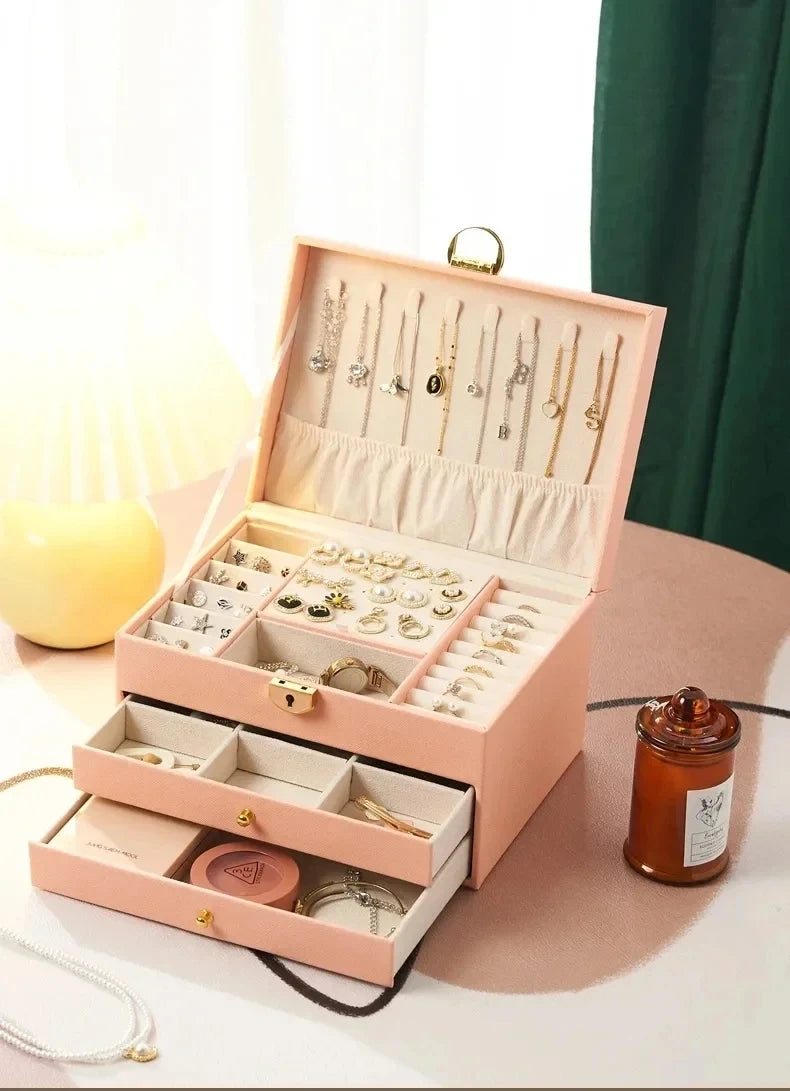 Three-layer Jewelry Storage Box for High-end Exquisite Necklaces, Earrings,Gold Jewelry and Hand Accessories with Large Capacity - AMULET RING STORE