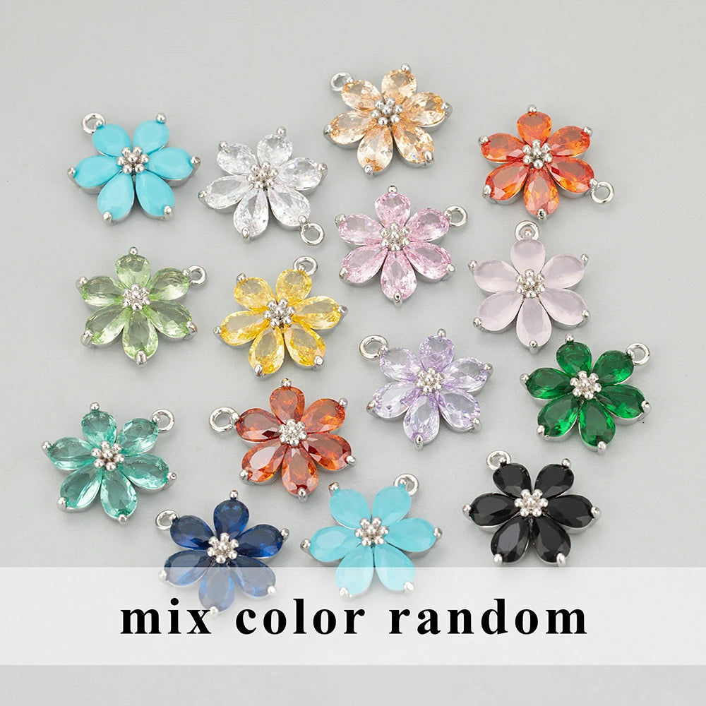 GUFEATHER,6pcs/lot,MC78,jewelry accessories,18k gold plated,nickel free,copper,zircon,hand made,flower shape,charms,diy pendants - AMULET RING STORE