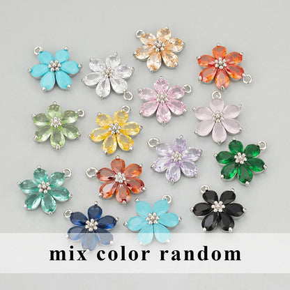 GUFEATHER,6pcs/lot,MC78,jewelry accessories,18k gold plated,nickel free,copper,zircon,hand made,flower shape,charms,diy pendants - AMULET RING STORE