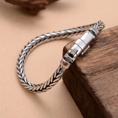 100% S925 Sterling Silver Handmade Woven Retro Domineering Style Personality Keel Man Woman Pure S925 Silver Bracelet Jewelry - AMULET RING STORE