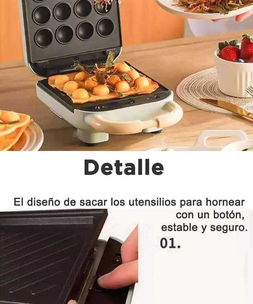 2025 YIDPU Sandwichera 3 en 1 Tostadora eléctrica Waffle Maker Desayuno Pancake Donut Egg Waffle Fish Cake Horno eléctrico - AMULET RING STORE