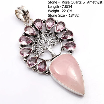 Genuine Blue Topaz Citrine Glass Agate Jasper Amethyst Pendant