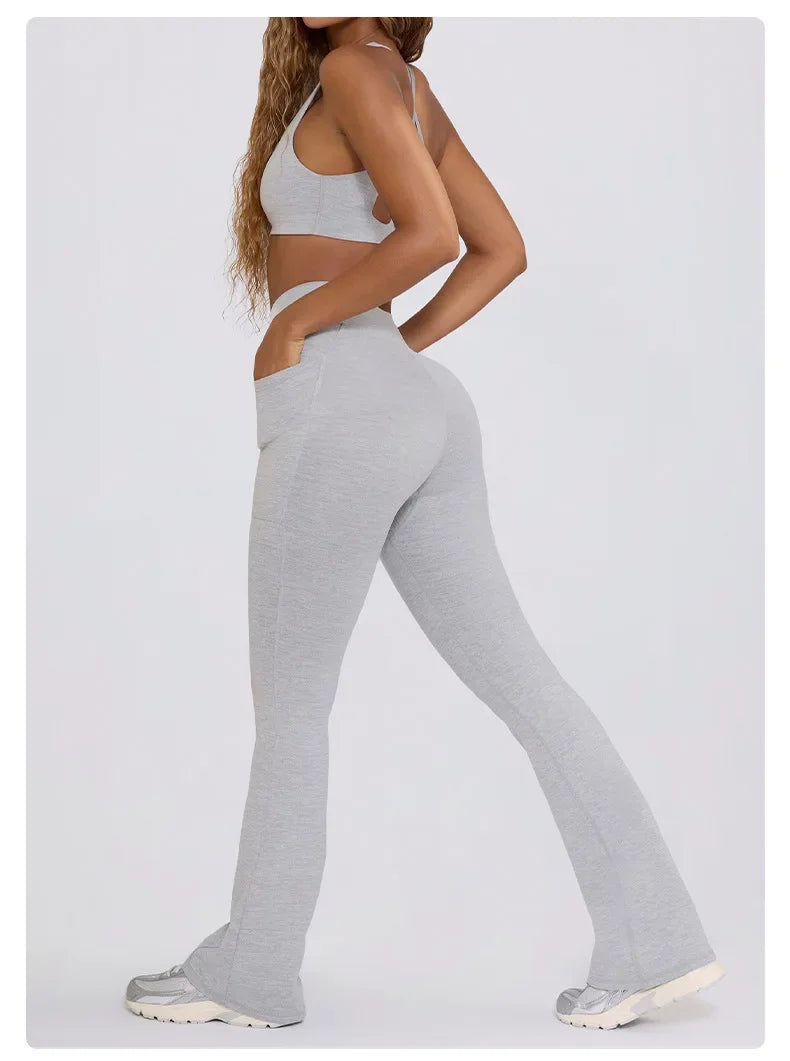 2PCS Yoga Set Women Sports Bra Sexy Gym Top Cross Strap Breathable Fitness Bra Peach Hip Yoga Pants Workout Clothes Sportswear